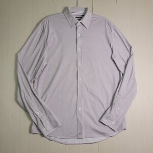Buttercloth Shirt Mens Medium Gray Polka Dot‎ Flip Cuff Regular Fit Long Sleeve